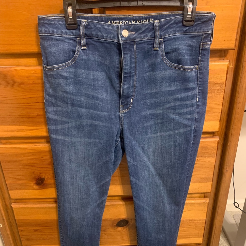 AE Super High Rise Jegging Dark Wash Jeans SZ 12